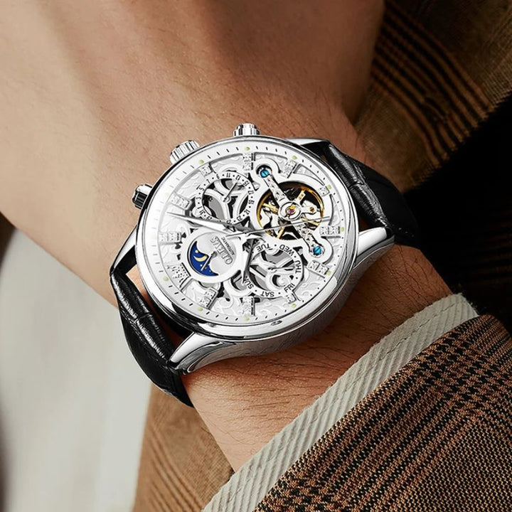 Montre mécanique automatique avec bracelet cuir