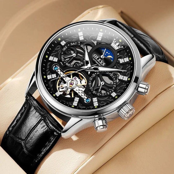 Montre mécanique automatique avec bracelet cuir