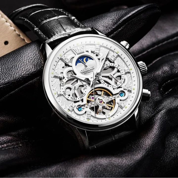 Montre mécanique automatique avec bracelet cuir