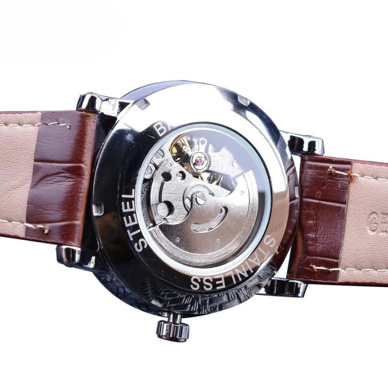 Montre automatique en cuir écologique, style raffiné