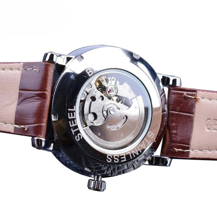 Montre automatique en cuir écologique, style raffiné