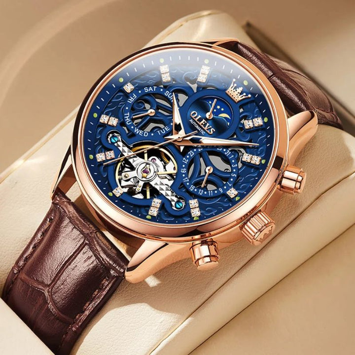 Montre mécanique automatique avec bracelet cuir