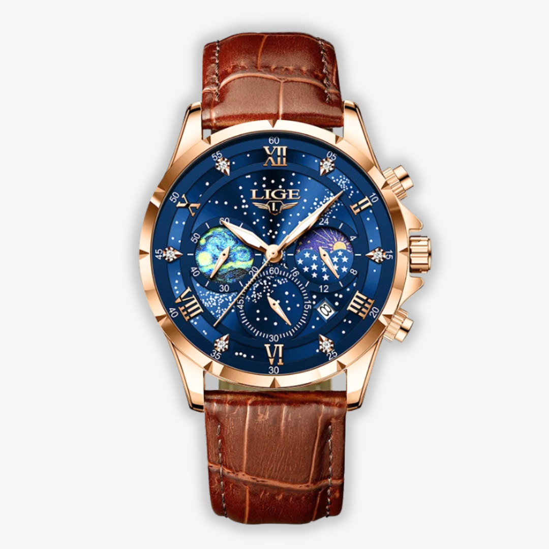 Montre élégante à phase de lune