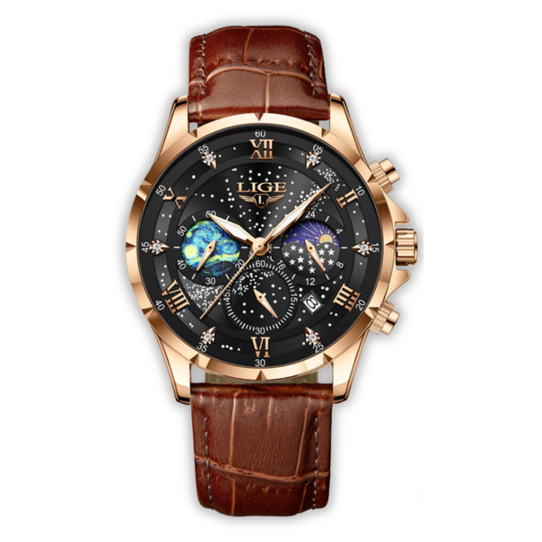 Montre élégante à phase de lune