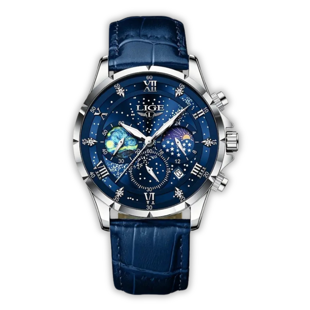 Montre élégante à phase de lune