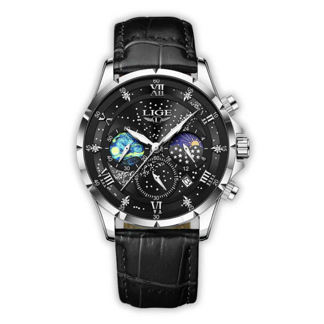 Montre élégante à phase de lune