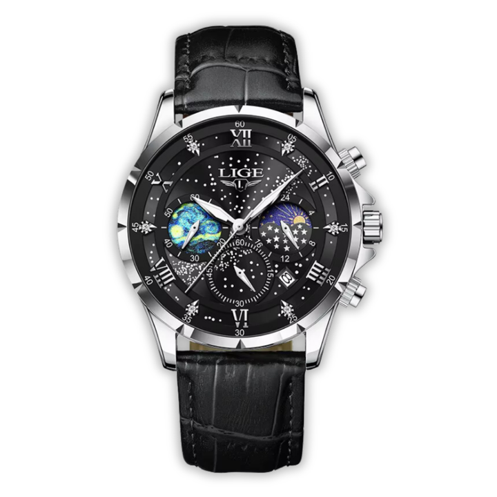 Montre élégante à phase de lune