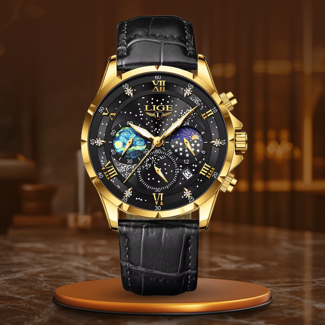 Montre élégante à phase de lune