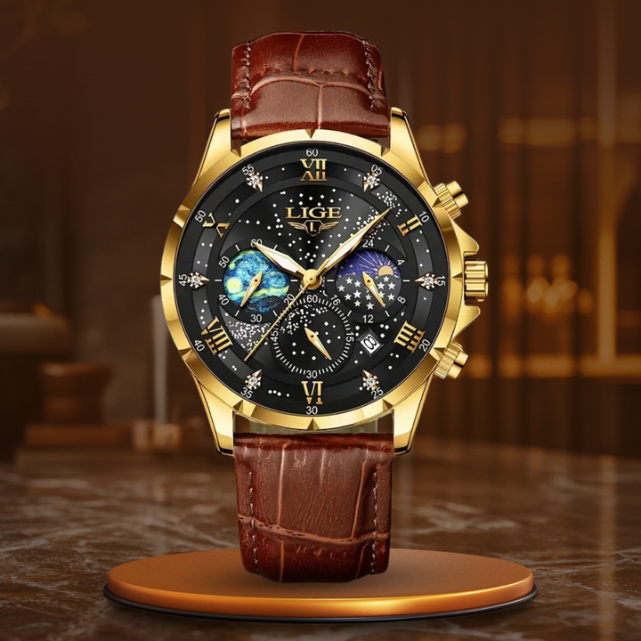 Montre élégante à phase de lune