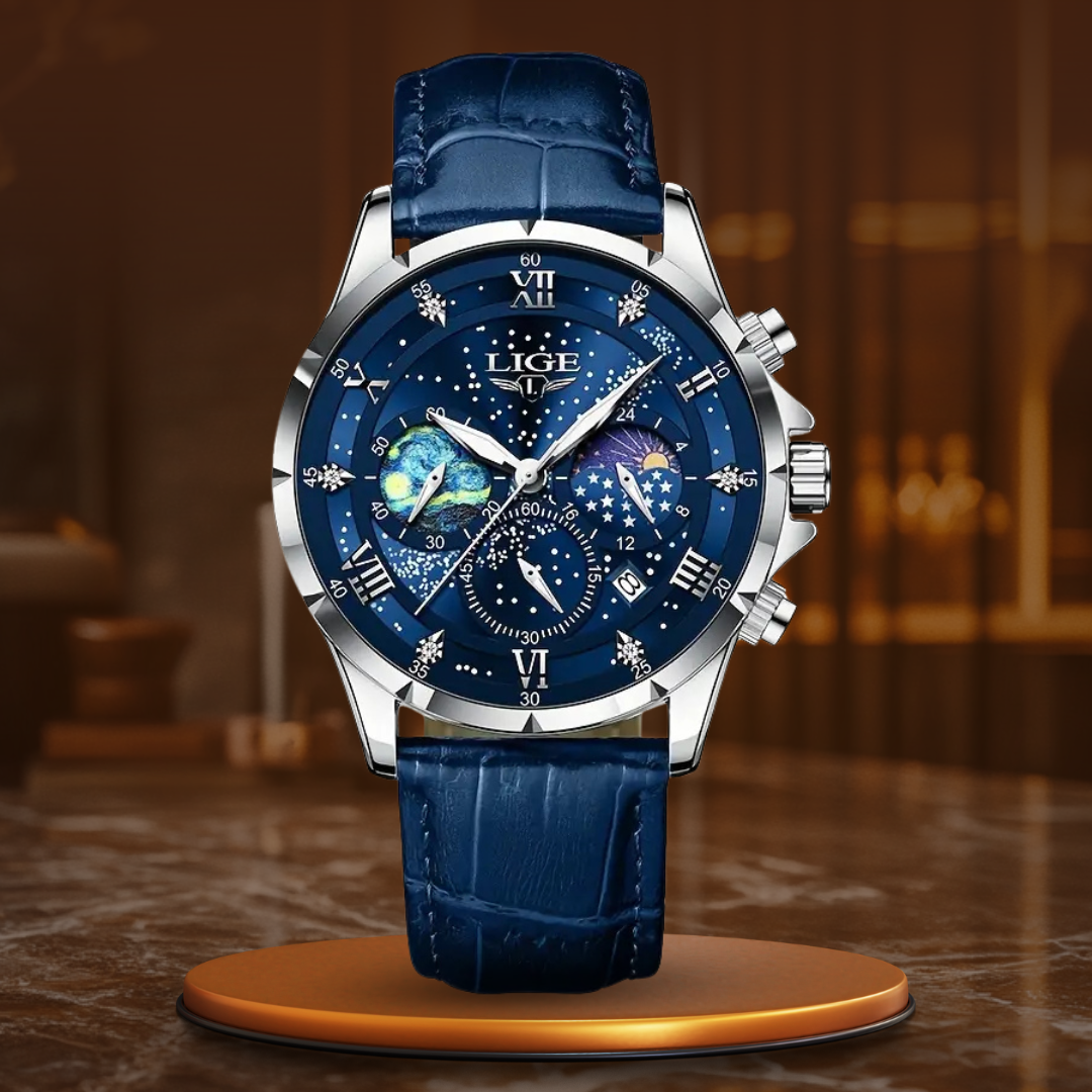 Montre élégante à phase de lune