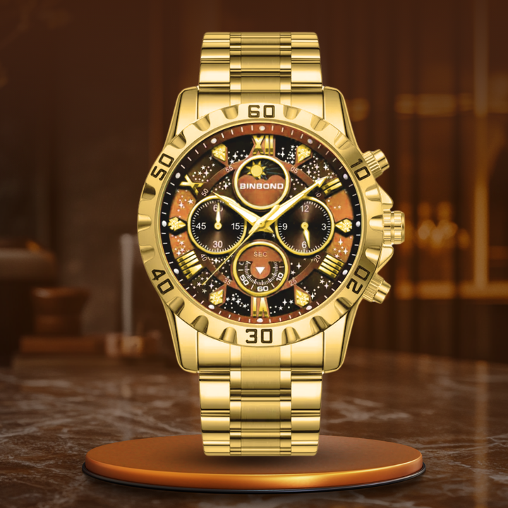 Chronographe de luxe à bracelet acier