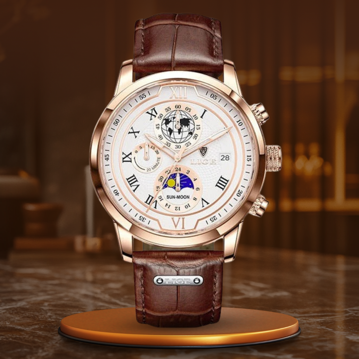 Chronographe avec bracelet cuir premium