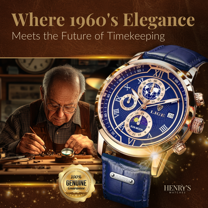 Chronographe avec bracelet cuir premium
