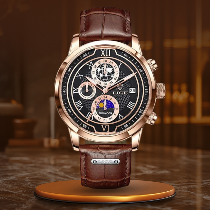 Chronographe avec bracelet cuir premium