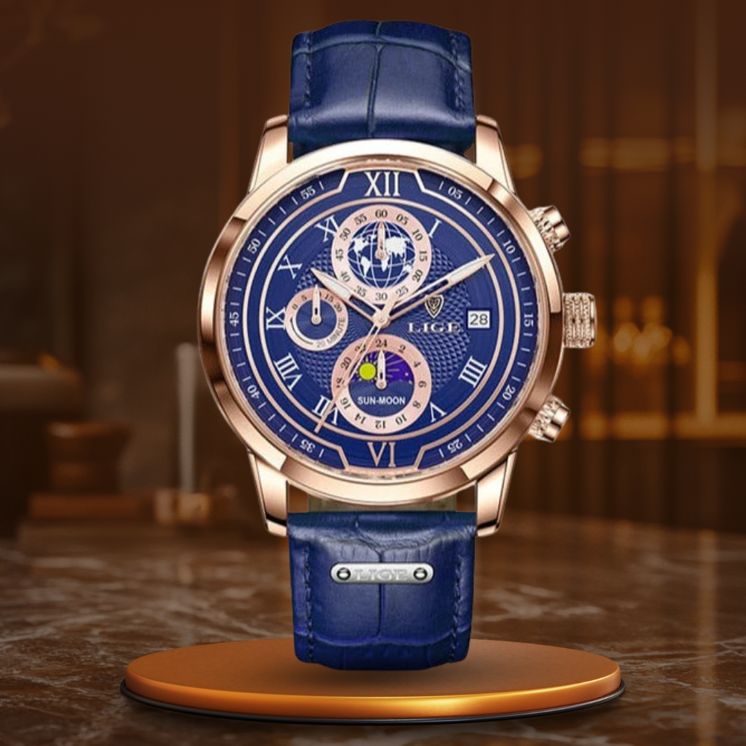 Chronographe avec bracelet cuir premium