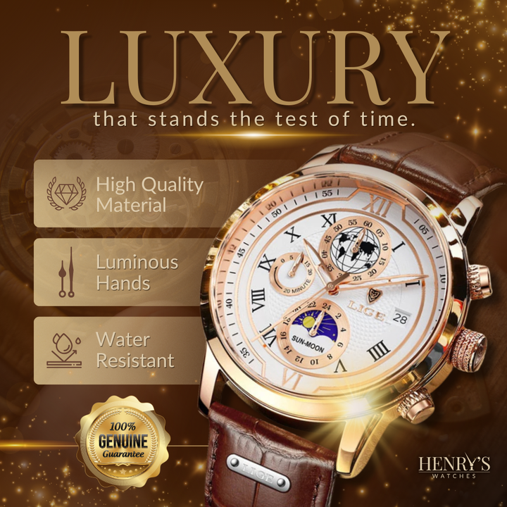 Chronographe avec bracelet cuir premium