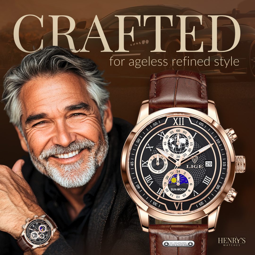 Chronographe avec bracelet cuir premium