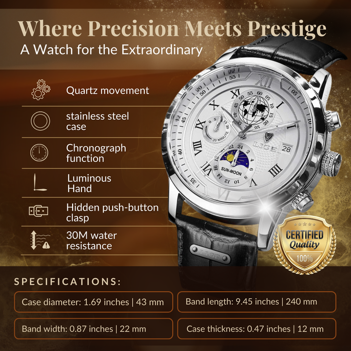 Chronographe avec bracelet cuir premium