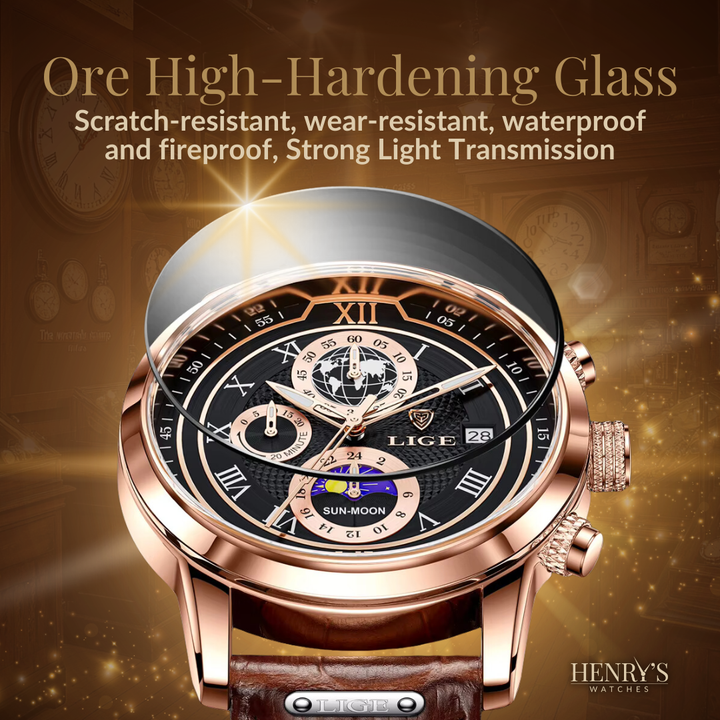 Chronographe avec bracelet cuir premium