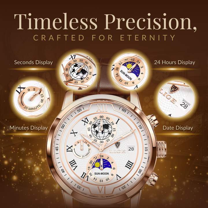Chronographe avec bracelet cuir premium