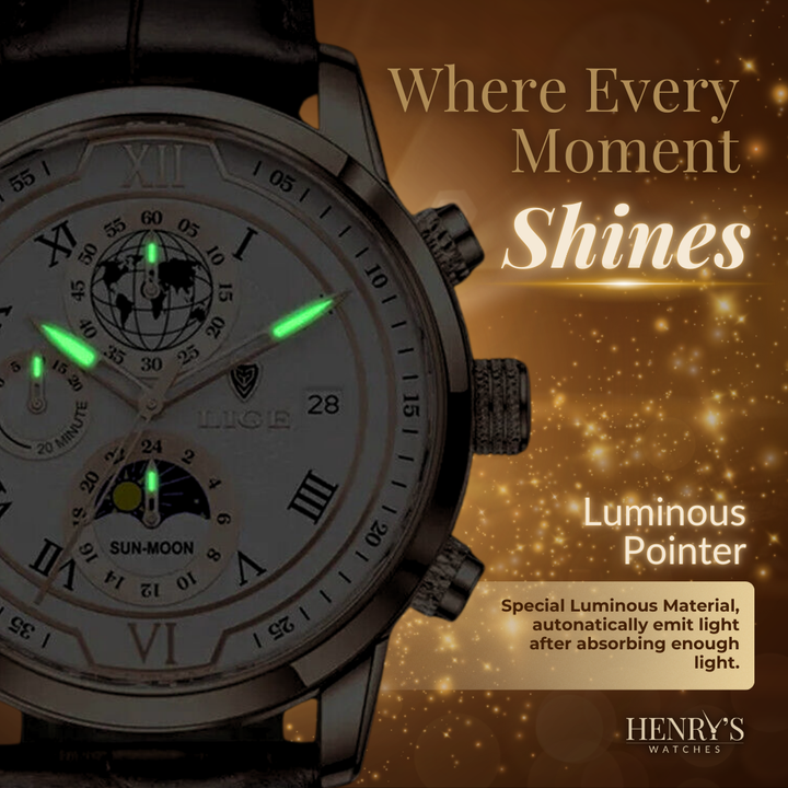 Chronographe avec bracelet cuir premium