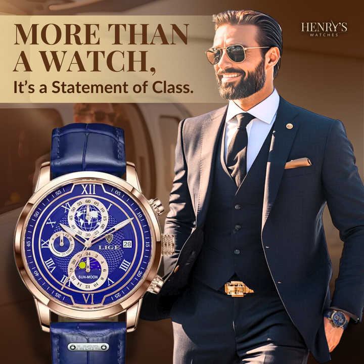 Chronographe avec bracelet cuir premium