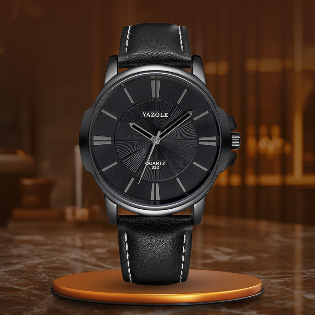 Montre en cuir à verre bleu de luxe