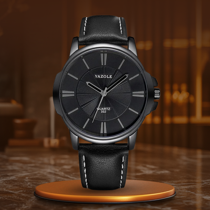 Montre en cuir à verre bleu de luxe