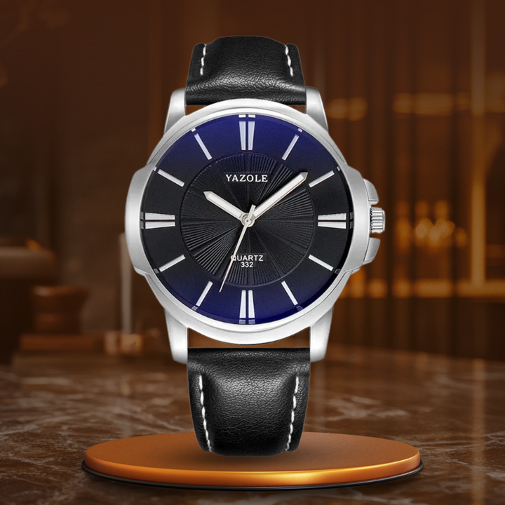 Montre en cuir à verre bleu de luxe