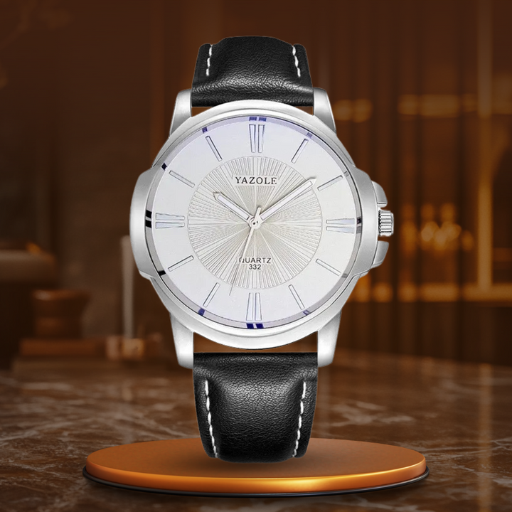 Montre en cuir à verre bleu de luxe