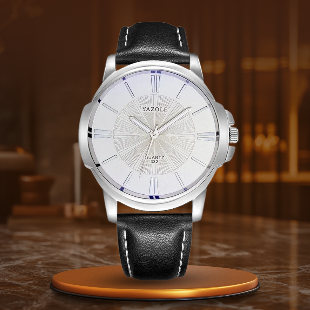 Montre en cuir à verre bleu de luxe