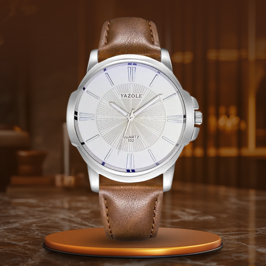 Montre en cuir à verre bleu de luxe