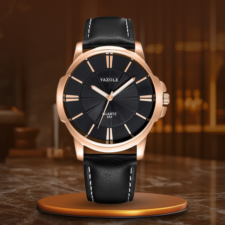 Montre en cuir à verre bleu de luxe