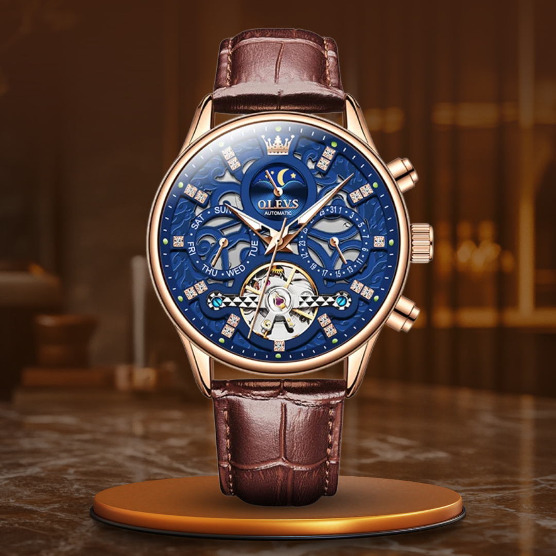 Montre mécanique automatique avec bracelet cuir