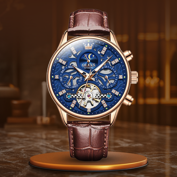 Montre mécanique automatique avec bracelet cuir