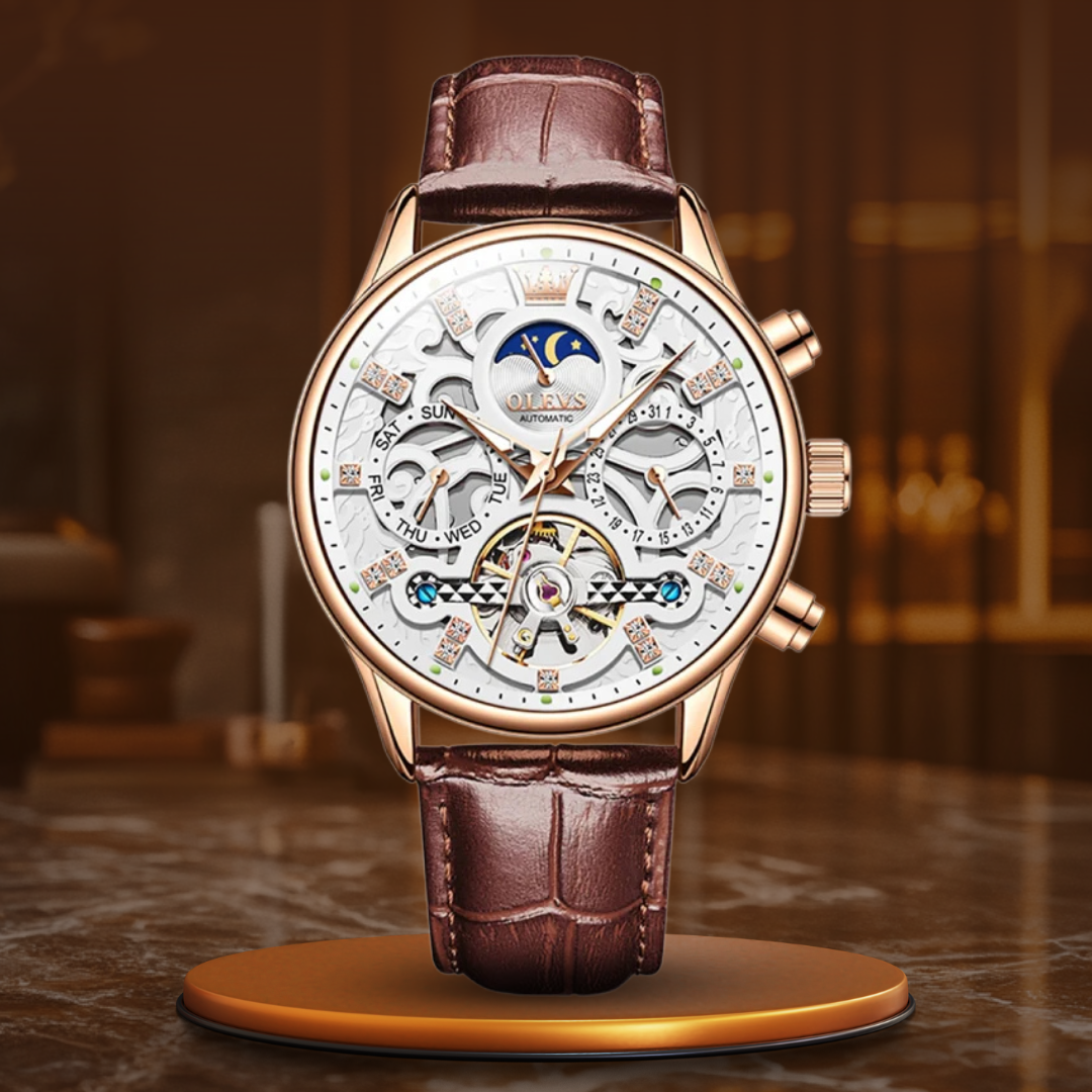 Montre mécanique automatique avec bracelet cuir