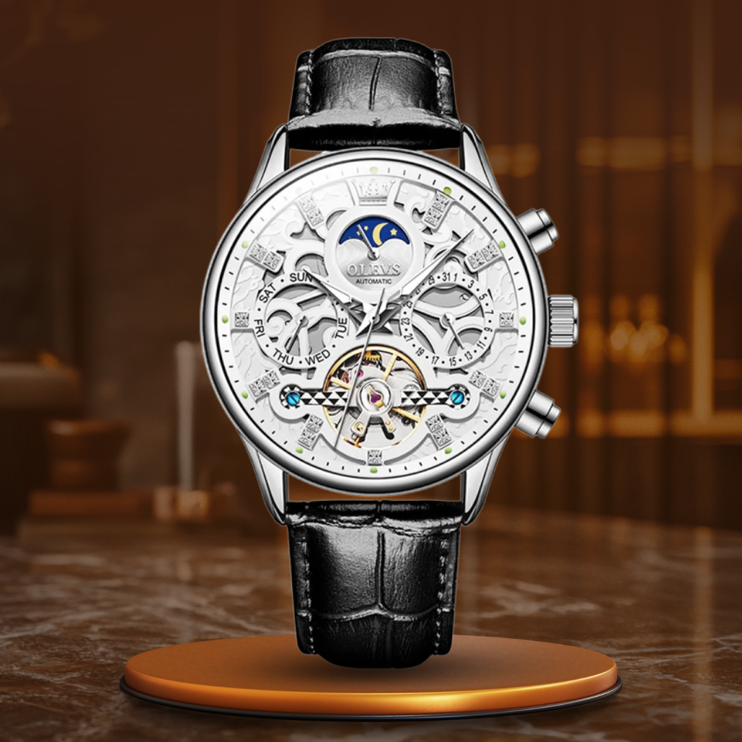 Montre mécanique automatique avec bracelet cuir